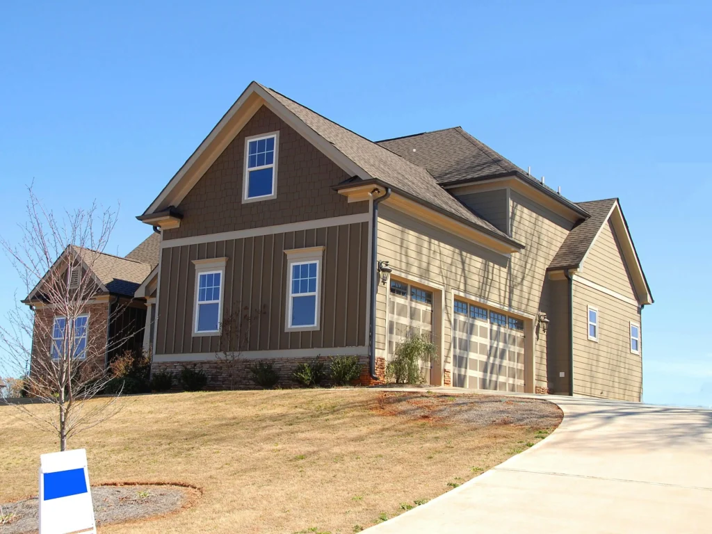 newly roofed house in the suburbs.