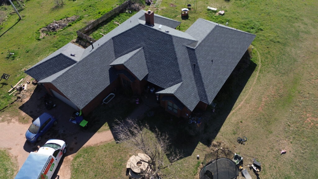 top view residential roof installation